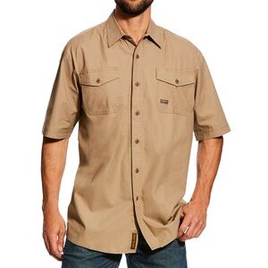 Ariat Rebar Shirt XXLT Khaki Tan Long Sleeve Button Up Tough  Vented Work Rugged
